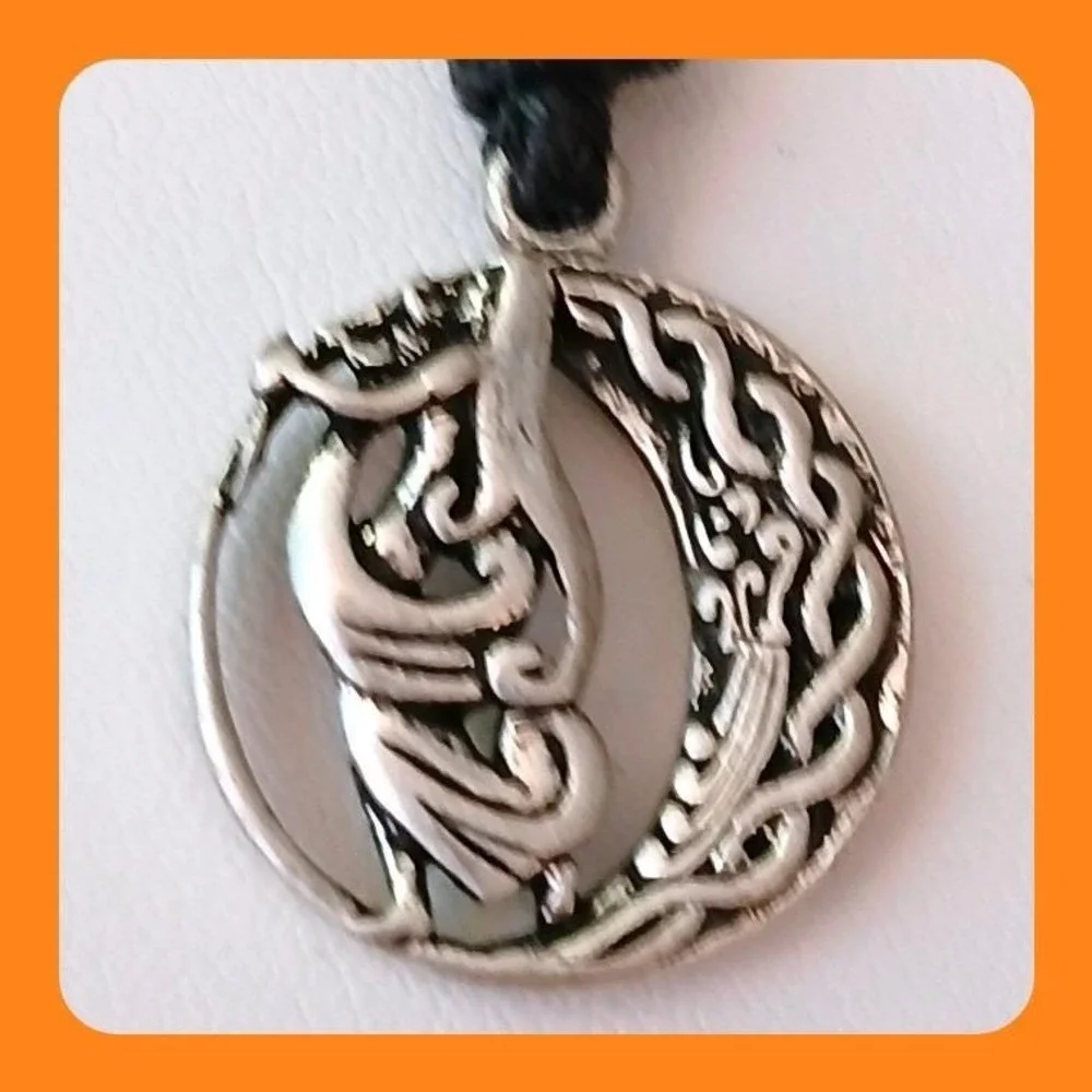 Celtic Vision Sacred Symbols Pewter Moon Pendant Vintage 90s ‎ 24